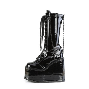 Verniciata nere 14 cm SWING-150 stivali cyberpunk con plateau
