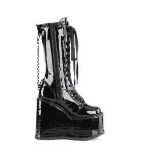 Verniciata nere 14 cm SWING-150 stivali cyberpunk con plateau
