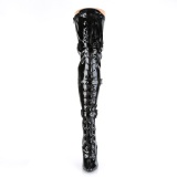 Verniciata neri 13 cm SEDUCE-3028 stivali sopra il ginocchio con lacci