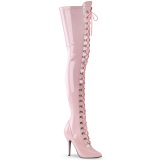 Verniciata rosa 13 cm SEDUCE-3024 stivali sopra il ginocchio con lacci