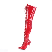 Verniciata rosso 13 cm SEDUCE-3024 stivali alti sopra il ginocchio da uomo