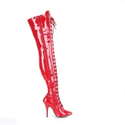 Verniciata rosso 13 cm SEDUCE-3024 stivali alti sopra il ginocchio da uomo