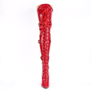 Verniciata rosso 13 cm SEDUCE-3028 stivali sopra il ginocchio con lacci