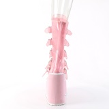 Vinile 14 cm SWING-C platform stivali al polpaccio donna con fibbia rosa
