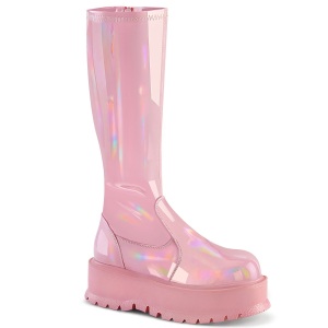 Vinyl 5 cm SLACKER-200 platform demonia boots in rose