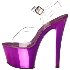 Viola Trasparente 18 cm SKY-308 Plateau Tacchi Alti a Spillo