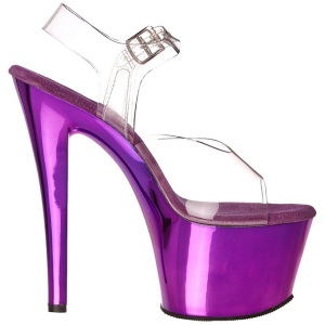 Viola Trasparente 18 cm SKY-308 Plateau Tacchi Alti a Spillo