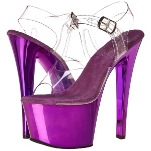 Viola Trasparente 18 cm SKY-308 Plateau Tacchi Alti a Spillo