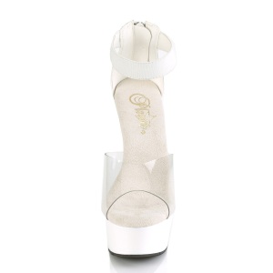 White 15 cm DELIGHT-624 pleaser high heels with ankle straps