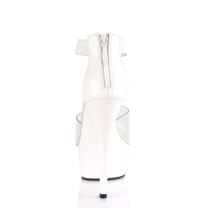 White 15 cm DELIGHT-624 pleaser high heels with ankle straps
