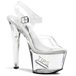 White 18 cm TIPJAR-708-5 tip jar platform stripper high heel shoes