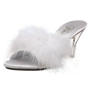 White Feathers 8 cm BELLE-301F High Women Mules Shoes for Men