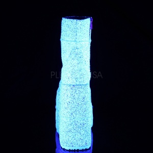 White Glitter 18 cm STACK-201G Platform Mens Ankle Boots