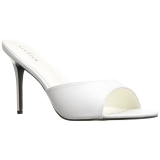 White Leatherette 10 cm CLASSIQUE-01 big size mules shoes