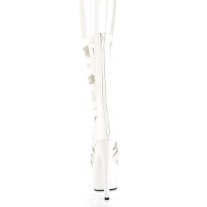 White Leatherette 18 cm ADORE-700-48 high heels with ankle laces