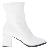 White Leatherette 7,5 cm GOGO-150 stretch block heels ankle boots