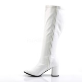 White Leatherette 7,5 cm GOGO-300WC knee high womens boots with wide calf