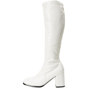 White Matte 7,5 cm GOGO-300 High Heeled Womens Boots for Men