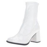 White Patent 7,5 cm GOGO-150 stretch block heels ankle boots