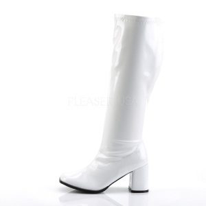 White Patent 7,5 cm GOGO-300WC knee high womens boots with wide calf