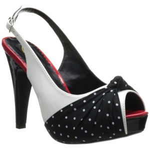 White Points 12 cm retro vintage BETTIE-09 Platform Pumps Peep Toe