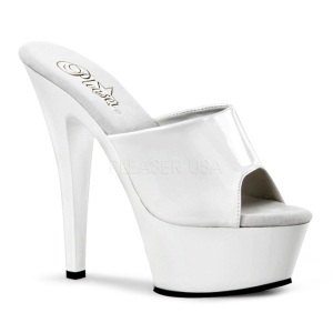 White Shiny 15,5 cm KISS-201 Platform High Mules