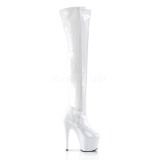 White Shiny 18 cm ADORE-3000 High Heeled Overknee Boots