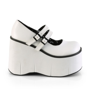 White Vegan 11,5 cm DemoniaCult KERA-08 gothic platform mary jane pumps