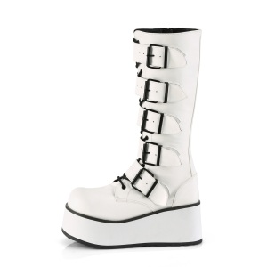 White Vegan 8,5 cm TRASHVILLE-518 demonia boots - unisex platform boots