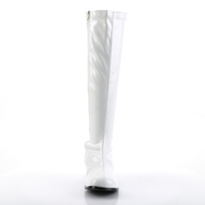 White boots block heel 5 cm - 70s years style hippie disco gogo under kneeboots patent leather