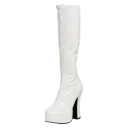 White platform boots patent 13 cm - 70s years hippie disco gogo kneeboots chunky