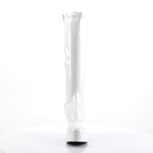 White platform boots patent 13 cm - 70s years hippie disco gogo kneeboots chunky