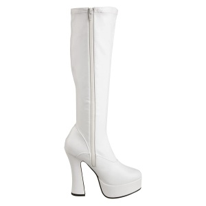 White platform boots vinyl 13 cm - 70s years hippie disco gogo kneeboots chunky