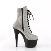 White rhinestones ankle boots platform 18 cm ADORE-1020RS pleaser high heels ankle boots