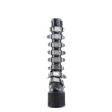 Zeppa 14 cm S815 platform stivali donna con fibbia neri PU